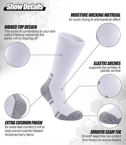 جوارب رياضية للجري والمشي لمسافات طويلة للنساء والرجال، جوارب ضغط مبطنة دافئة للمشي، 5 أزواج in Kuwait