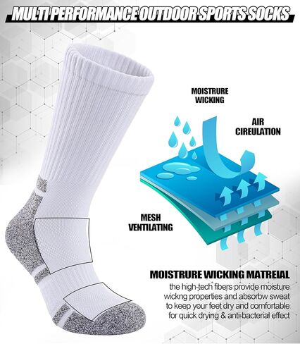 جوارب رياضية للجري والمشي لمسافات طويلة للنساء والرجال، جوارب ضغط مبطنة دافئة للمشي، 5 أزواج in Kuwait