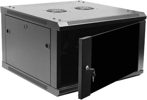 NavePoint 9U Server Rack Enclosure - 17.7" Deep, 9U Wall Mount Network Cabinet with Locking Glass Door for 19" IT Equipment, 9U Network Rack with 2 Fans, Removable Side Panels, Black in Kuwait
