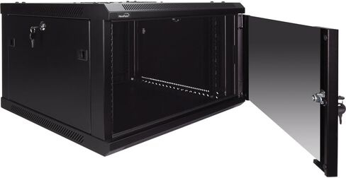 NavePoint 9U Server Rack Enclosure - 17.7" Deep, 9U Wall Mount Network Cabinet with Locking Glass Door for 19" IT Equipment, 9U Network Rack with 2 Fans, Removable Side Panels, Black in Kuwait