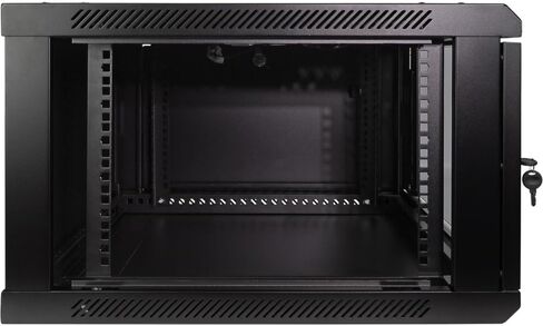 NavePoint 9U Server Rack Enclosure - 17.7" Deep, 9U Wall Mount Network Cabinet with Locking Glass Door for 19" IT Equipment, 9U Network Rack with 2 Fans, Removable Side Panels, Black in Kuwait