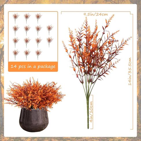 Fall Artificial Flowers, 14 Pcs Artificial Lavender Flowers, Home Plant Decoration, UV Resistant Faux Plastic Greenery, Faux Lavender Stems for Garden, Hanging Planter, Flora Fence, Balcony (Red) in Kuwait