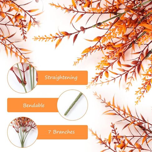 Fall Artificial Flowers, 14 Pcs Artificial Lavender Flowers, Home Plant Decoration, UV Resistant Faux Plastic Greenery, Faux Lavender Stems for Garden, Hanging Planter, Flora Fence, Balcony (Red) in Kuwait