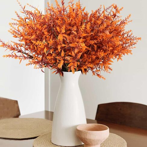Fall Artificial Flowers, 14 Pcs Artificial Lavender Flowers, Home Plant Decoration, UV Resistant Faux Plastic Greenery, Faux Lavender Stems for Garden, Hanging Planter, Flora Fence, Balcony (Red) in Kuwait