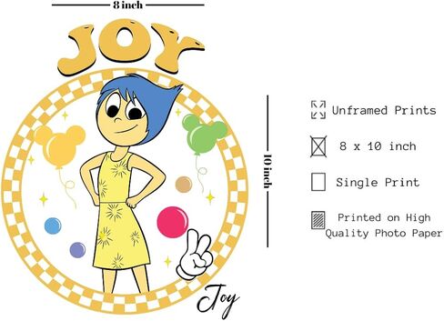 TFH Art Design - Inside Out 2 Poster - Inside Out Characters Joy Anger Anxiety Fear Envy Sadness and More - Kids Bedroom Posters - Set Of 9 Pieces - 8 x 10 inch - UNFRAMED in Saudi Arabia