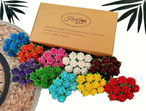Mini Rose Artificial Mulberry Paper Flower Mixed Color Tone Decorative Small Roses Flowers for DIY Crafts Projects Scrapbooking Wedding Decorations. (Mixed Color) in Kuwait