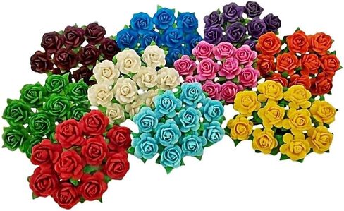 Mini Rose Artificial Mulberry Paper Flower Mixed Color Tone Decorative Small Roses Flowers for DIY Crafts Projects Scrapbooking Wedding Decorations. (Mixed Color) in Kuwait