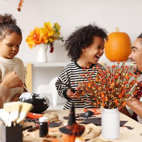 Cindeer 10 Pcs Fall Artificial Berry Stems Berry Picks Branches Autumn Thanksgiving Orange Stems Floral Arrangements with Fake Stem for Autumn Harvest Home Vase Festival Indoor Decor in Kuwait