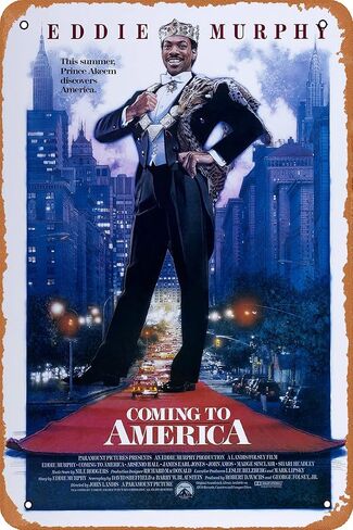 YAPJIGM Movie Coming to America Poster Retro Metal Sign for Cafe Bar Pub Office Garage Home Wall Decor Gift Vintage Tin Sign 12 X 8 inch in Saudi Arabia