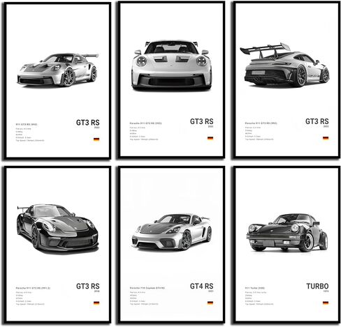 IspacK Modern Car Poster Supercar Vintage Canvas Wall Art 911 GT Turbo Posters For Men Bedroom Aesthetics Decor (Car Unframed 01 8x12) in Saudi Arabia
