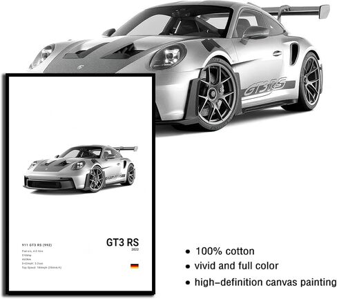 IspacK Modern Car Poster Supercar Vintage Canvas Wall Art 911 GT Turbo Posters For Men Bedroom Aesthetics Decor (Car Unframed 01 8x12) in Saudi Arabia