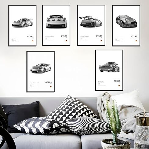 IspacK Modern Car Poster Supercar Vintage Canvas Wall Art 911 GT Turbo Posters For Men Bedroom Aesthetics Decor (Car Unframed 01 8x12) in Saudi Arabia