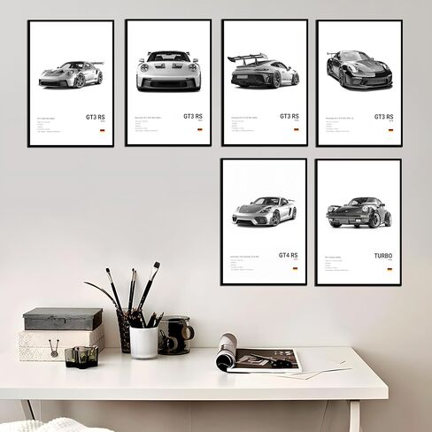 IspacK Modern Car Poster Supercar Vintage Canvas Wall Art 911 GT Turbo Posters For Men Bedroom Aesthetics Decor (Car Unframed 01 8x12) in Saudi Arabia