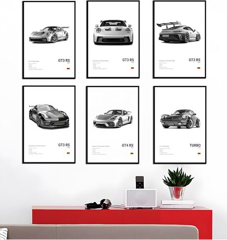 IspacK Modern Car Poster Supercar Vintage Canvas Wall Art 911 GT Turbo Posters For Men Bedroom Aesthetics Decor (Car Unframed 01 8x12) in Saudi Arabia