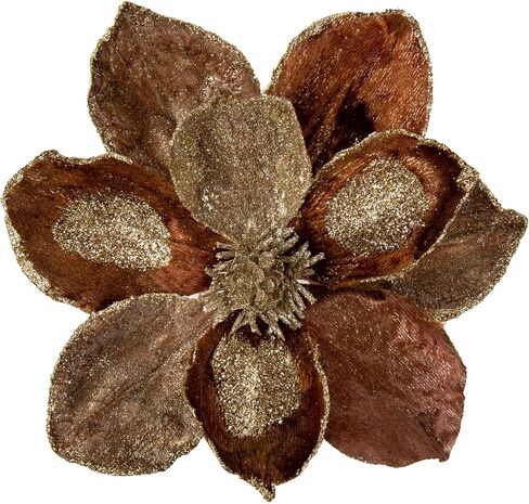 Briful 10’’ Large Heads Christmas Glitter Magnolia Flowers Christmas Tree Ornaments Set of 3 Giant Artificial Flowers with Long Stems for Xmas Tree Holiday Decorations, Green in Saudi Arabia