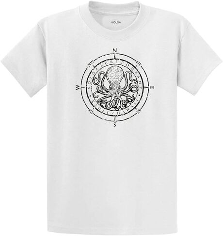 Joe's USA Koloa Surf Octopus Logo Mens Heavy Cotton T-Shirts in Regular, Big & Tall in Saudi Arabia