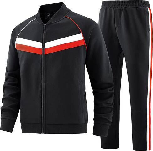W JIANWANG Mens Tracksuit Sweatsuits 2 Piece Casual Jogging Warm Up Full Zip Athletic Long Sleeve Sets in Saudi Arabia