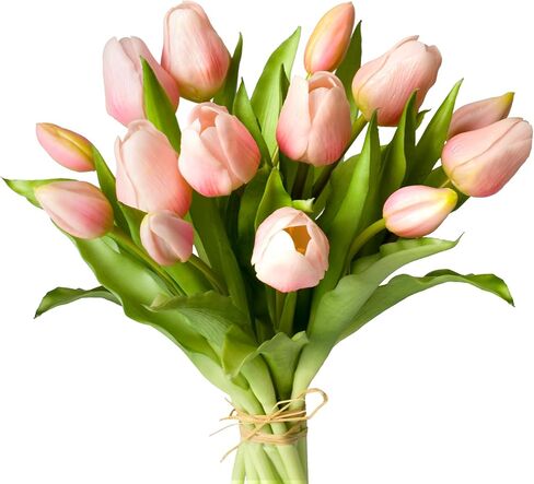 Tulip Artificial Flowers Bulk Faux Bouquets 12" Stems Fake Flowers Decoration Wedding Centerpiece Kitchen Office Home Decor, 14 pcs (Pink) in Saudi Arabia