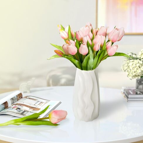 Tulip Artificial Flowers Bulk Faux Bouquets 12" Stems Fake Flowers Decoration Wedding Centerpiece Kitchen Office Home Decor, 14 pcs (Pink) in Saudi Arabia