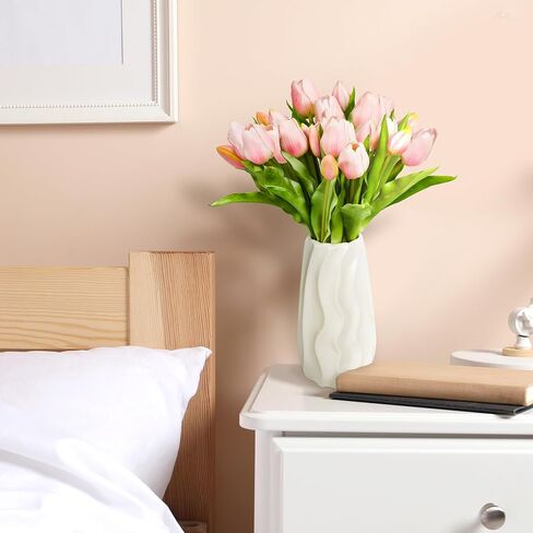 Tulip Artificial Flowers Bulk Faux Bouquets 12" Stems Fake Flowers Decoration Wedding Centerpiece Kitchen Office Home Decor, 14 pcs (Pink) in Saudi Arabia