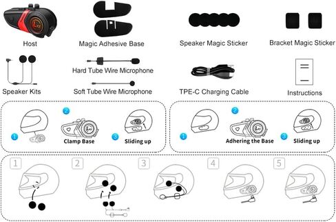 LX3 Motorcycle Bluetooth Headset,Sking Earphone,CVC Noise Cancellation Stereo Music Automatic answering,100 Hours Playing time High Sound Ultra-Thin Motorcycle Helmet Bluetooth in Saudi Arabia
