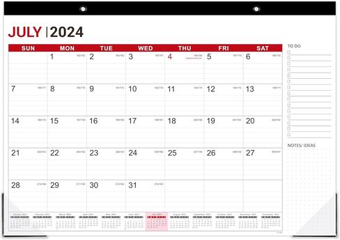 Desk Calendar 2024-12 Months Calendar 2024, 12" x 17", January 2024 - December 2024, 2024 Desk Calendar, Large Ruled Blocks for Planning and Organizing in Saudi Arabia