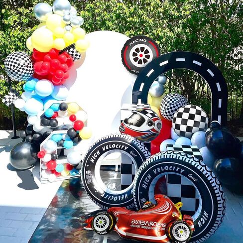 بالونات سباق السيارات، زينة حفلات سباق السيارات، خوذات الإطارات، بالونات المتسابق للرجل والصبي والأطفال، حفلة سباق السيارات، زينة عيد ميلاد سريعة، لوازم استحمام الطفل (سباق 1) in Kuwait