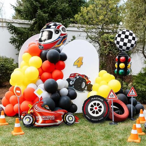 بالونات سباق السيارات، زينة حفلات سباق السيارات، خوذات الإطارات، بالونات المتسابق للرجل والصبي والأطفال، حفلة سباق السيارات، زينة عيد ميلاد سريعة، لوازم استحمام الطفل (سباق 1) in Kuwait