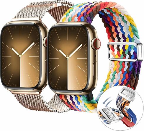 Magnetic Clasp Watch Bands for Women and Men, Compatible with Apple Watch Bands 38mm 40mm 41mm 42mm 44mm 45mm 49mm, for iWatch Bands Series Ultra/Ultra 2 SE 9 8 7 6 5 4 3 2 1, Stainless Steel & Nylon in Saudi Arabia