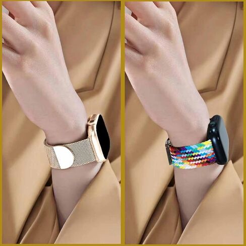 Magnetic Clasp Watch Bands for Women and Men, Compatible with Apple Watch Bands 38mm 40mm 41mm 42mm 44mm 45mm 49mm, for iWatch Bands Series Ultra/Ultra 2 SE 9 8 7 6 5 4 3 2 1, Stainless Steel & Nylon in Saudi Arabia