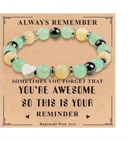 Happy Birthday Gifts for 5-23 Year Old Girls, Pink Zebra Natural Stone Bracelet with Sweet Heart Charm and Message Card for Daughter Granddaughter Niece,Christmas Eve/Halloween/Christmas Gifts in Saudi Arabia