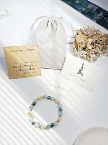 Happy Birthday Gifts for 5-23 Year Old Girls, Pink Zebra Natural Stone Bracelet with Sweet Heart Charm and Message Card for Daughter Granddaughter Niece,Christmas Eve/Halloween/Christmas Gifts in Saudi Arabia