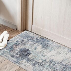 Modern Abstract Area Rug - 2x3 Small Entry Rug Soft Washable Non-Slip Contemporary Entryway Rug, Door Mat Indoor Entrance Floor Accent Carpet for Living Room Bedroom (Beige/Grey/Black)