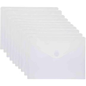 9x7 Clear Plastic Envelopes Hook Loop Closure Receipt Stickers Storage Holder 20 Pack