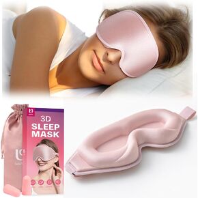 Sleep Mask, 3D Contoured Deep Pocket Eye Mask for Sleeping, Light Blocking Sleep Masks for Women Men, Zero Pressure Eye Covers for Sleeping Travel Night Shift, with Adjustable Strap, Pink