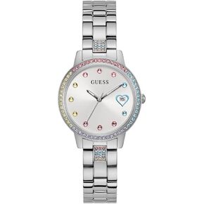 GUESS Women's 34mm Watch - Gold Tone Bracelet White Dial Gold Tone Case