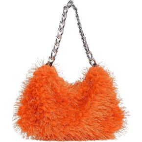 Verdusa Women's Fluffy Faux Fur Underarm Bags Fuzzy Shoulder Bag Plush Purse