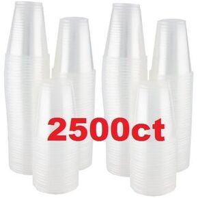 Case of 2,500 – 3 oz. Disposable Clear Plastic Cups, 100 Count Packages (25/100)