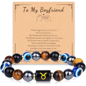 Zodiac Triple Protection Evil Eye Bracelet for Son Husband Boyfriend Brother Man Birthday Christmas Anniversary Jewelry Gifts