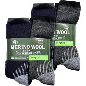 BLUE RIBBON Kirkland Signature Merino Wool Blend Men's Socks (4 Pairs) - Black/Grey (Pack of 2)