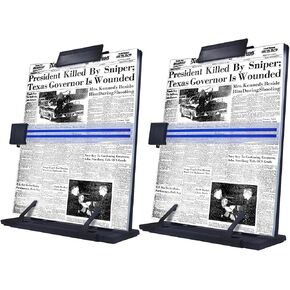 Barelove Desktop Document Book Holder, Set of 2 Metal Foldable Reading Book Stand Easel Copyholder with 7 Adjustable Positions and Line Guide & Paper Page Clip, Great for Typing Speech Tablet in Kuwait