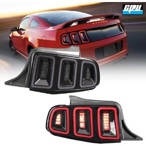 CPW LED Tail Lights Assembly Fit For 2010 2011 2012 2013 2014 Ford Mustang, Full Led Functional Rear Brake Lamps Replacement, 1 Pair Driver & Passenger Side Taillights (Black Housing Clear Lens)