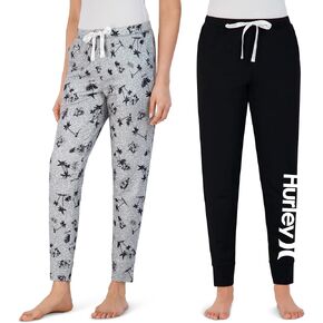 Hurley Womens 2 pack pajama pants, cute super soft sleep joggers