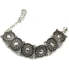 Vintage Choker Necklace, Victorian Style Concho Ethnic Boho Cameo Metal Collar Necklace for Women Girls Vacation Retro Bohemian Jewelry
