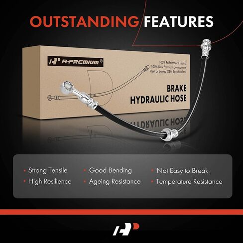 A-Premium Front Passenger Brake Hydraulic Hose Compatible with Select Hyundai Models - Santa Fe 2001-2006 2.4L 2.7L, 2003-2006 3.5L in Kuwait