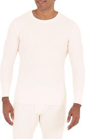 Fruit of the Loom Men's Recycled Waffle Thermal Underwear Crew Top Light Grey Heather Medium in Saudi Arabia