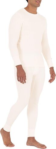 Fruit of the Loom Men's Recycled Waffle Thermal Underwear Crew Top Light Grey Heather Medium in Saudi Arabia