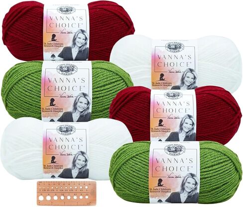 Lion Brand Yarn - Vanna's Choice - 6 Pack Assortment with Needle Gauge (Autumn) in Saudi Arabia