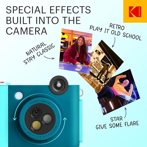 KODAK Smile+ Wireless Digital Instant Print Camera with Effect-Changing Lens, 2x3" Sticky-Backed Photo Prints, and Zink Printing Technology, Compatible with iOS and Android Devices - Fuchsia in Saudi Arabia