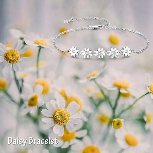 Palpitate Daisy Bracelet for Women Girls Daisy Flower Bracelet Sterling Silver Daisy Bracelet Daisy Jewelry for Women Daisy Themed Birthday Gifts, Cubic Zirconia in Saudi Arabia